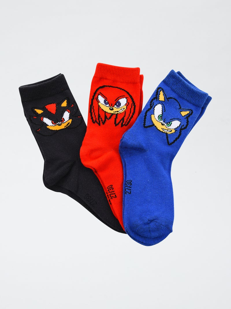 Lot de 3 paires de chaussette 'Sonic' en coton Bleu - Kiabi