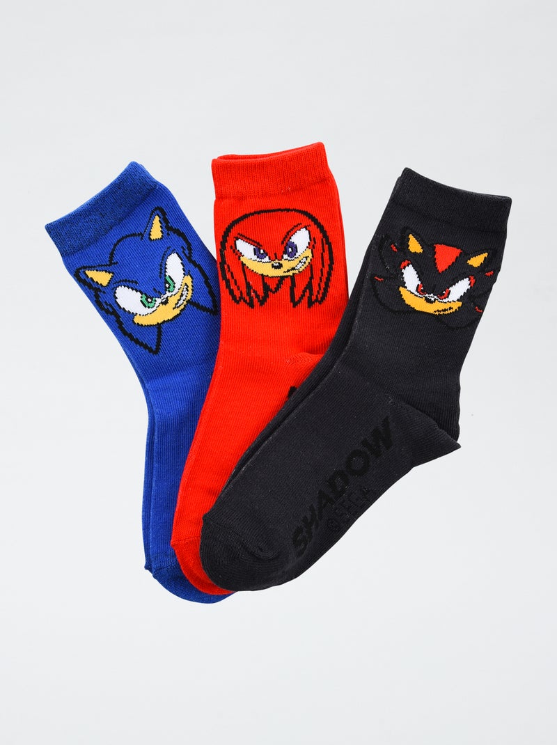 Lot de 3 paires de chaussette 'Sonic' en coton Bleu - Kiabi