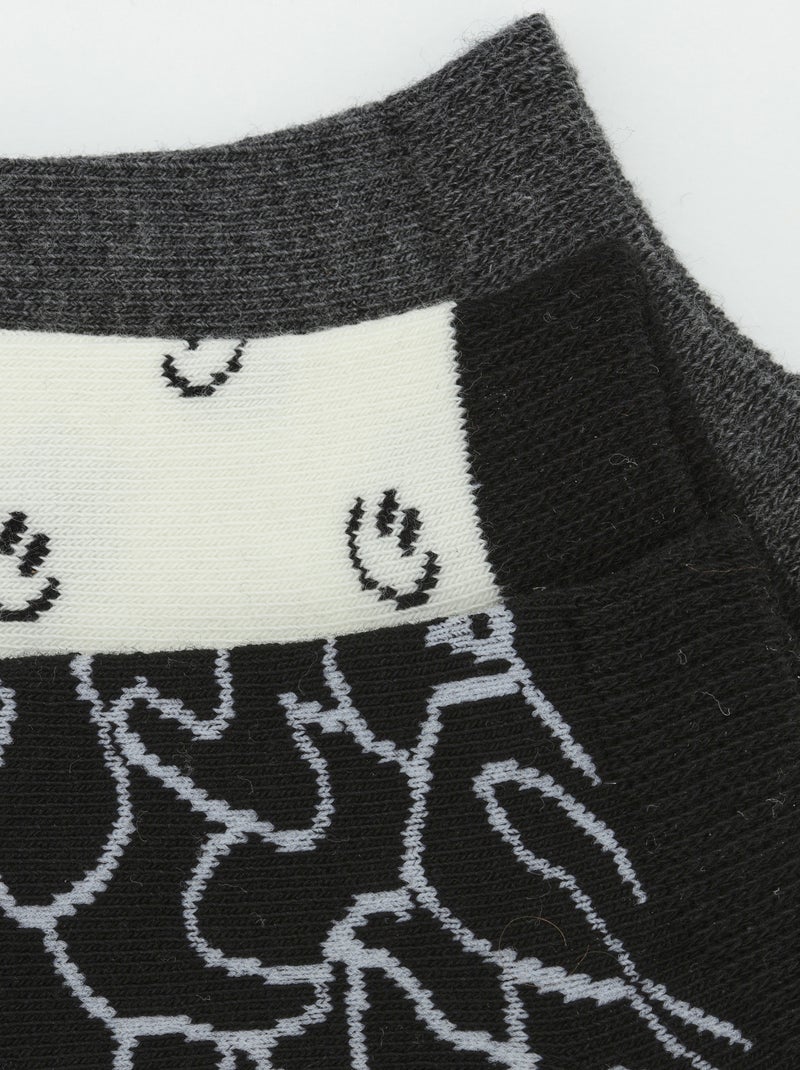 Lot de 3 paires de chaussettes à motif Coton Style Noir - Kiabi