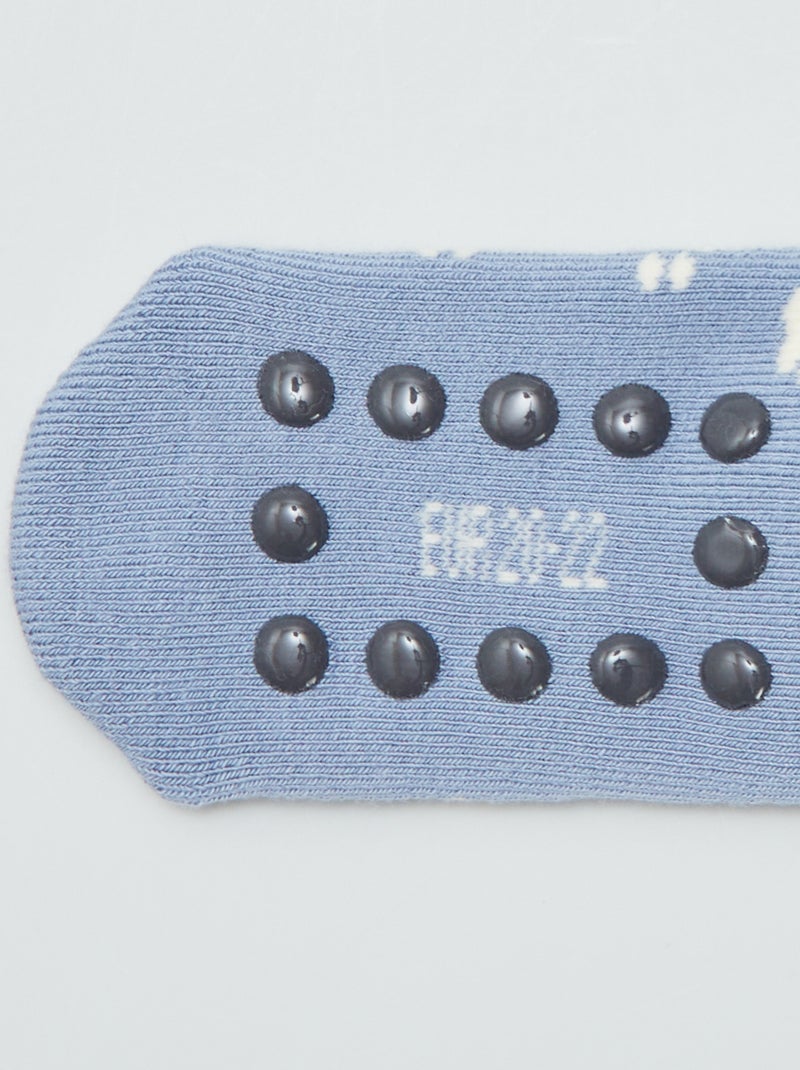 Lot de 3 paires de chaussettes antidérapantes Bleu/gris - Kiabi