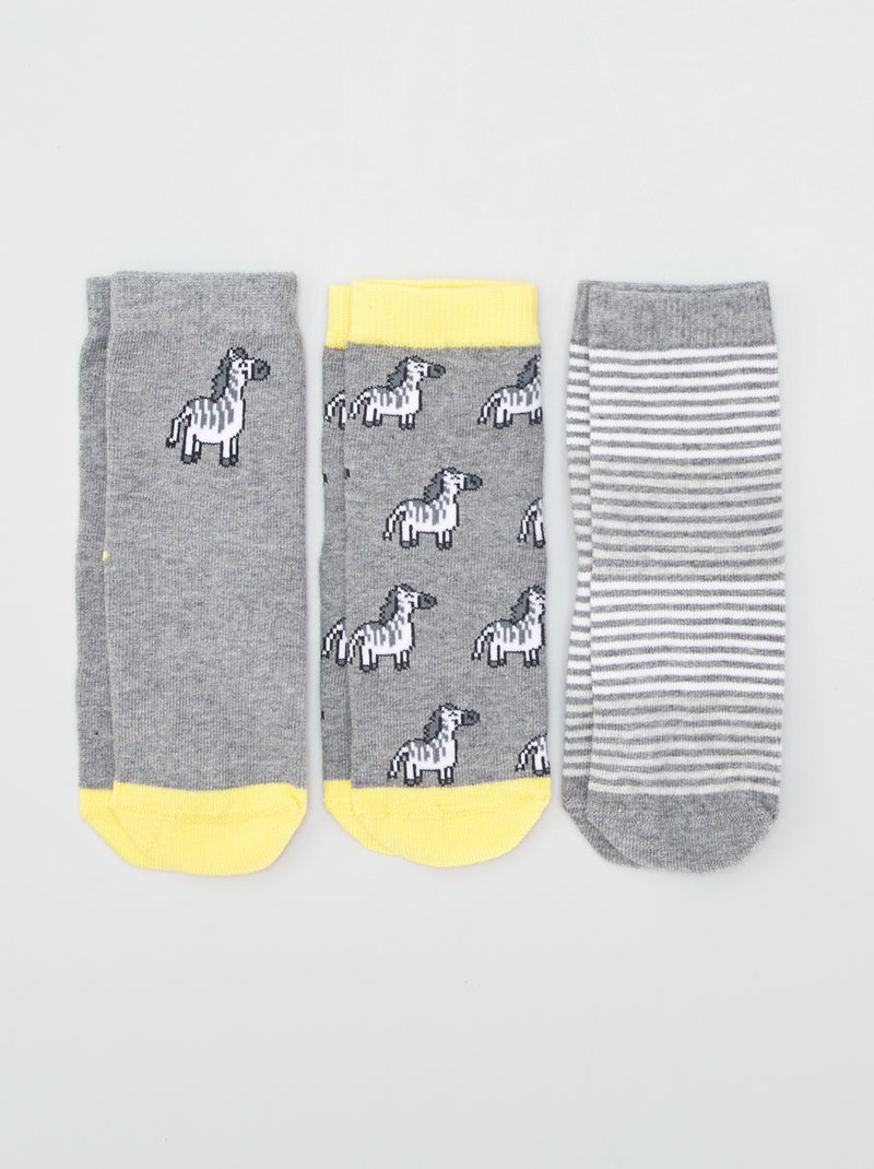 Lot de 3 paires de chaussettes antidérapantes Gris - Kiabi