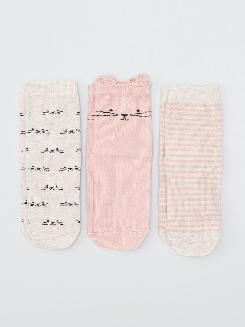 Lot de 3 paires de chaussettes d'éveil antidérapantes - Animaux