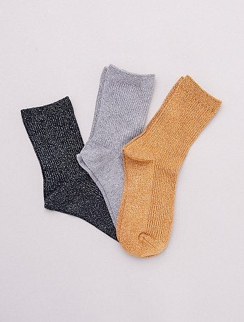 Lot de 3 paires de chaussettes avec fils brillants
