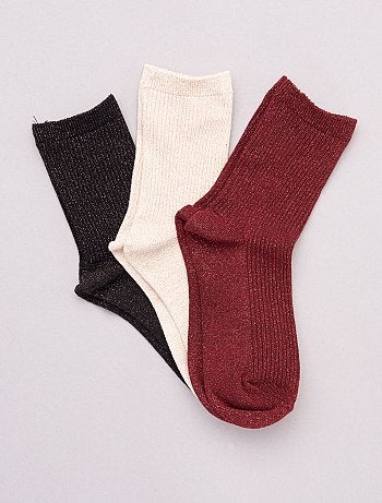 Lot de 3 paires de chaussettes avec fils brillants
