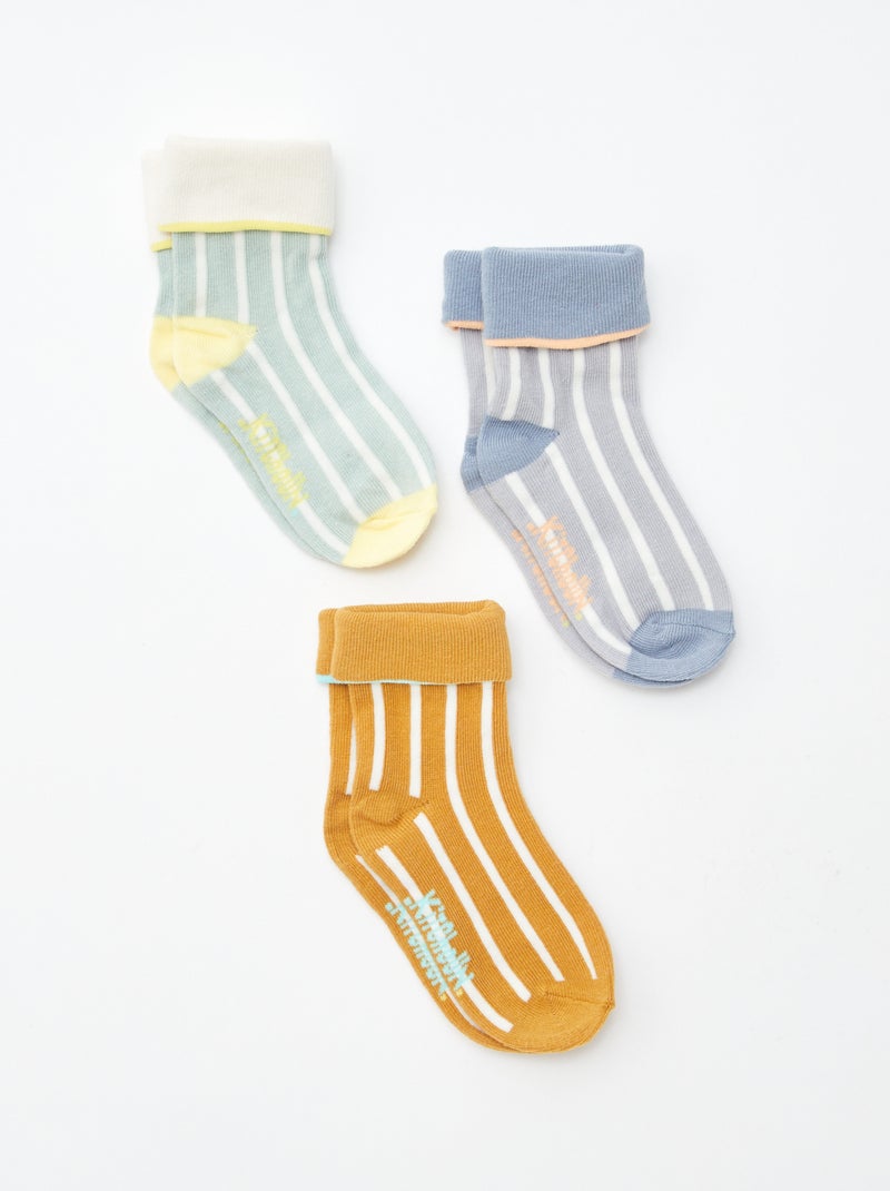 Lot de 3 paires de chaussettes avec revers - Kitchoun Jaune - Kiabi