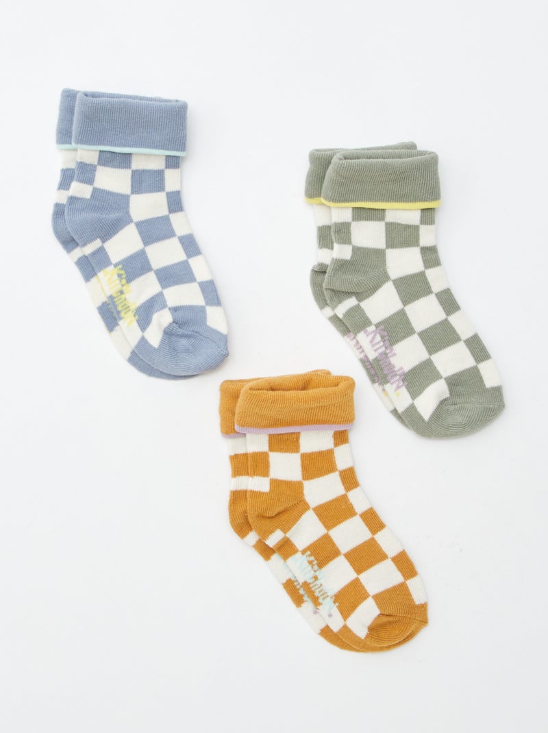 Lot de 3 paires de chaussettes avec revers - Kitchoun Marron - Kiabi