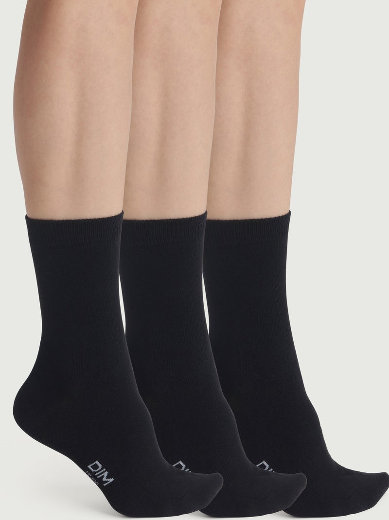 Lot de 3 paires de chaussettes Basic Coton Noir - Kiabi