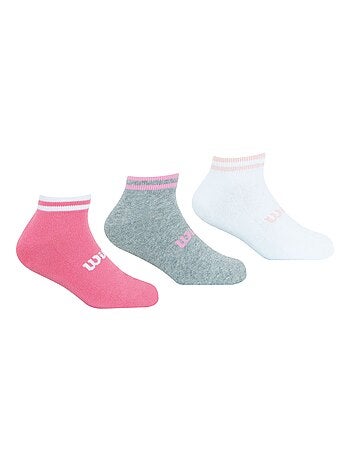 LOT DE 3 PAIRES DE CHAUSSETTES BASSES WILSON BLANC ROSE GRIS