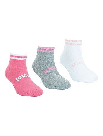 LOT DE 3 PAIRES DE CHAUSSETTES BASSES WILSON BLANC ROSE GRIS