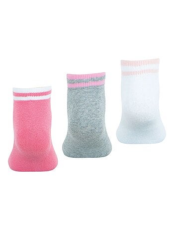 LOT DE 3 PAIRES DE CHAUSSETTES BASSES WILSON BLANC ROSE GRIS