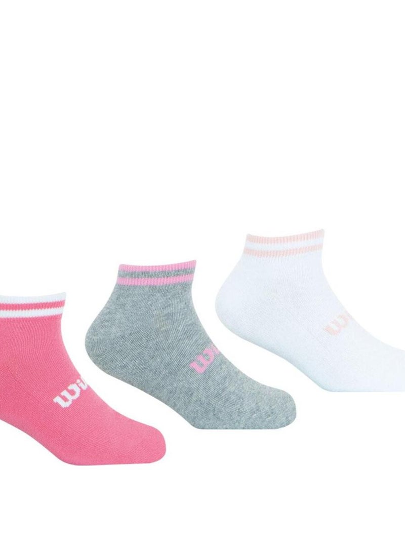 LOT DE 3 PAIRES DE CHAUSSETTES BASSES WILSON BLANC ROSE GRIS Rose - Kiabi