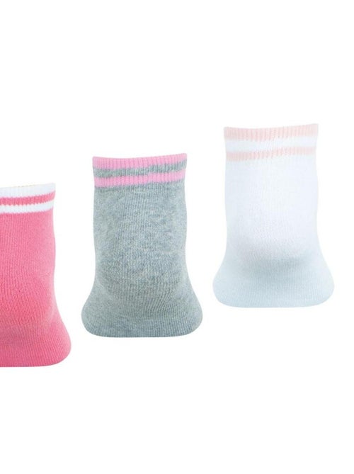 LOT DE 3 PAIRES DE CHAUSSETTES BASSES WILSON BLANC ROSE GRIS - Kiabi
