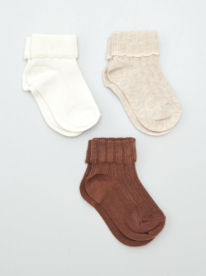 Lot de 3 paires de chaussettes bébé Beige - Kiabi