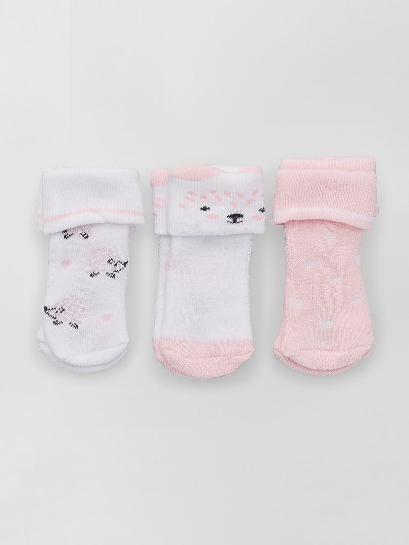 Lot de 3 paires de chaussettes bébé rose - Kiabi