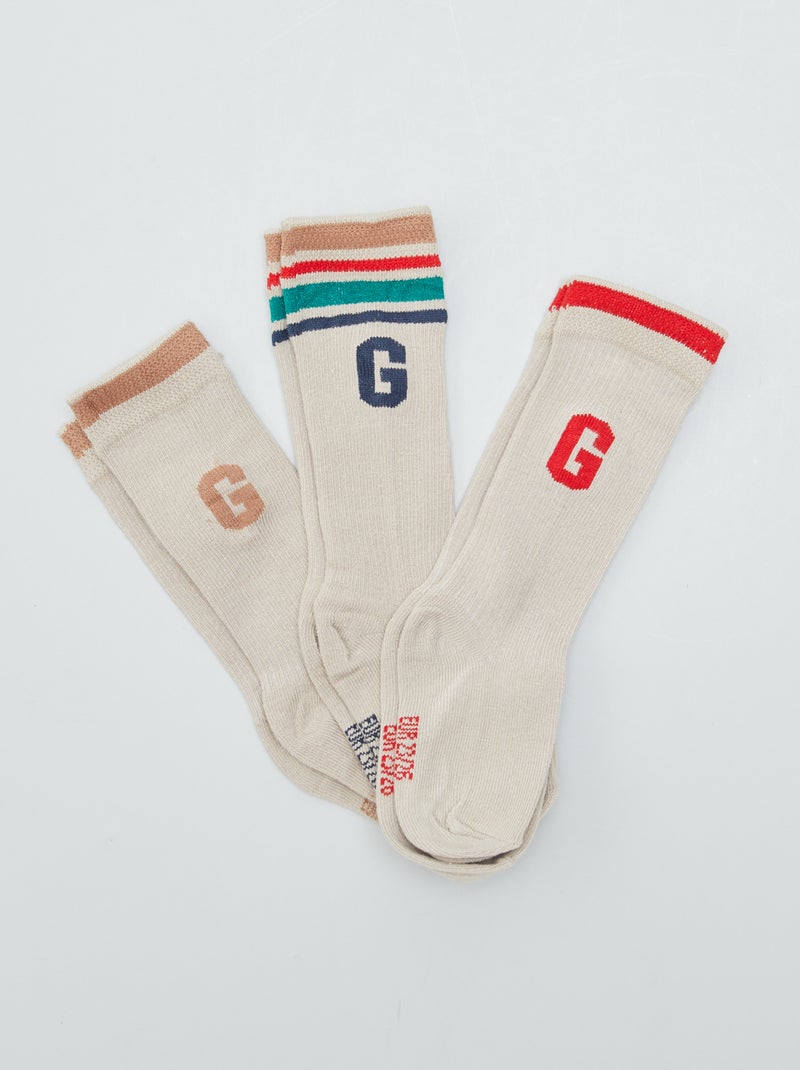 Lot de 3 paires de chaussettes Beige - Kiabi