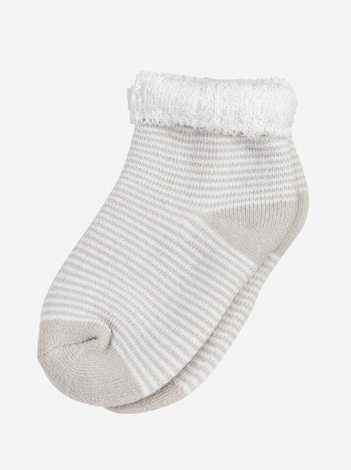Lot De 3 Paires De Chaussettes Beige Et Blanc (0-3 Mois) - Kiabi