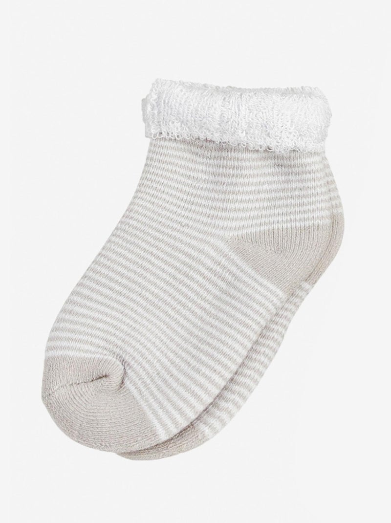 Lot De 3 Paires De Chaussettes Beige Et Blanc (0-3 Mois) Beige - Kiabi