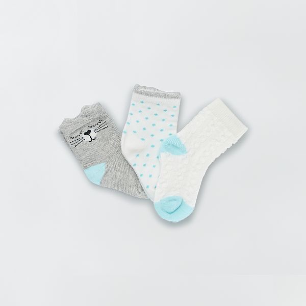 Lot De 3 Paires De Chaussettes Bebe Fille Bleu Gris Kiabi 4 00