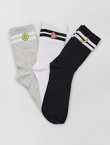 Lot de 3 paires de chaussettes brodées