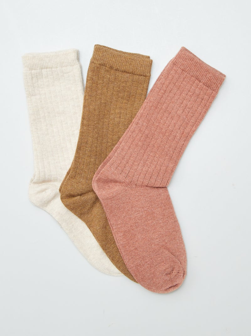 Lot de 3 paires de chaussettes chaudes Marron - Kiabi