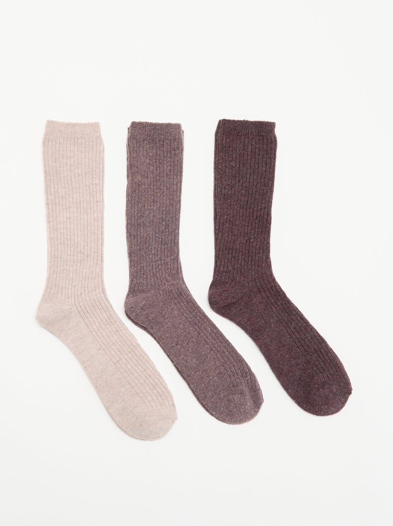 Lot de 3 paires de chaussettes chaudes Violet - Kiabi