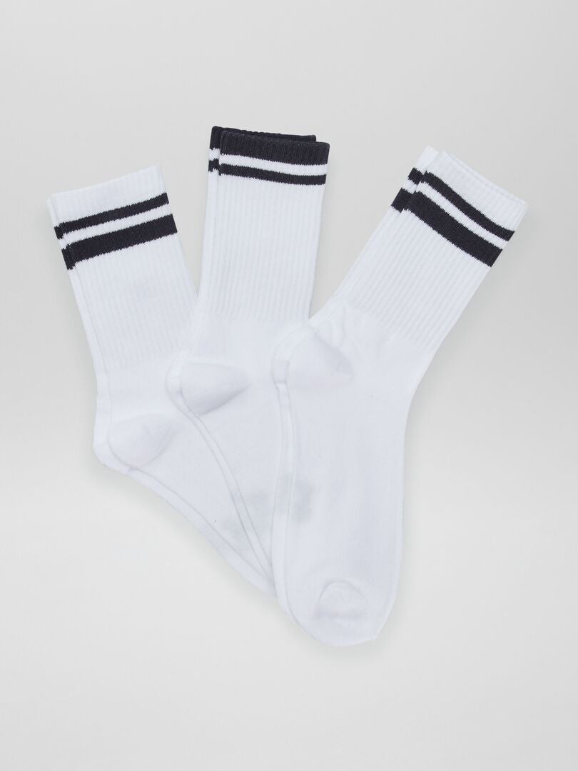 Lot de 3 paires de chaussettes côtelées Blanc - Kiabi