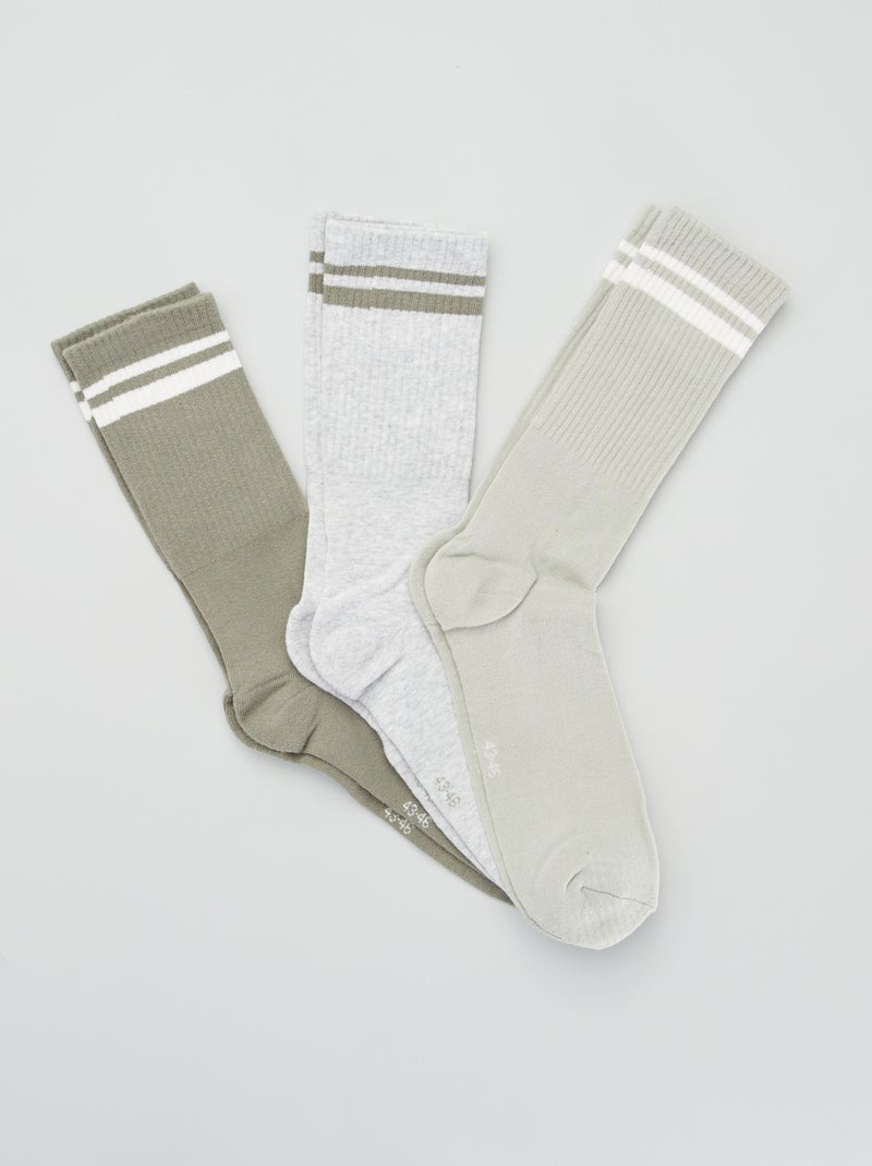 Lot de 3 paires de chaussettes côtelées Bleu - Kiabi