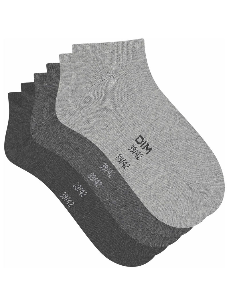 Lot de 3 paires de chaussettes Coton Gris chiné - Kiabi