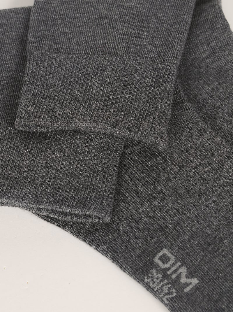 Lot de 3 paires de chaussettes Coton Gris chiné - Kiabi