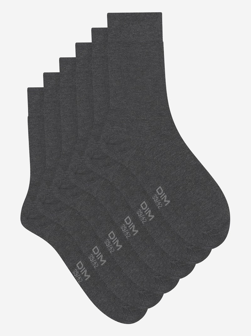 Lot de 3 paires de chaussettes Coton Gris chiné - Kiabi