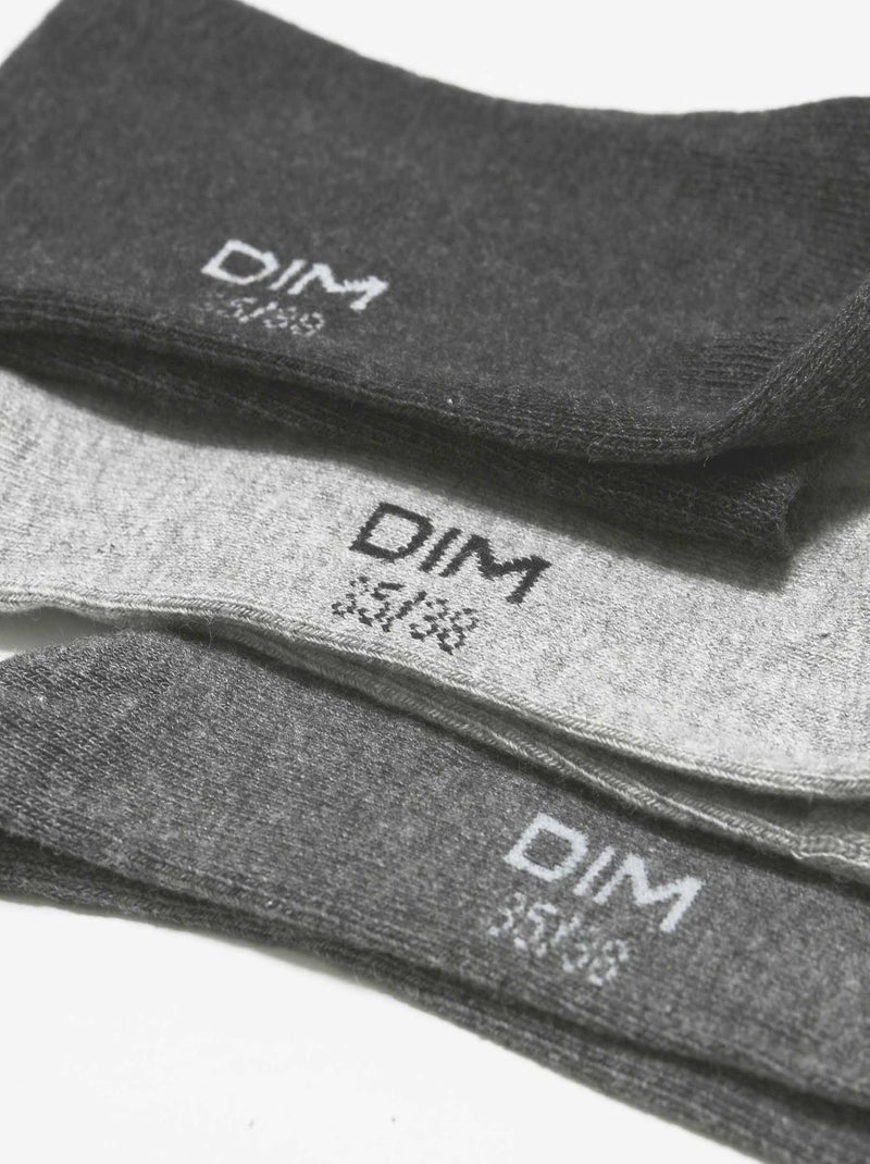 Lot de 3 paires de chaussettes Coton Gris chiné - Kiabi