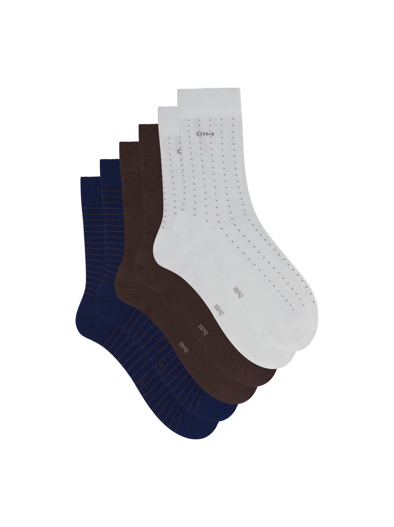 Lot de 3 Paires de Chaussettes Coton Style Bleu marine - Kiabi