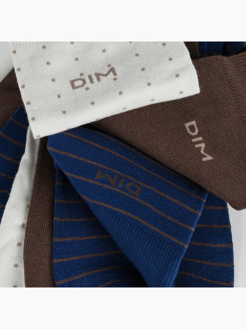 Lot de 3 Paires de Chaussettes Coton Style Bleu marine - Kiabi