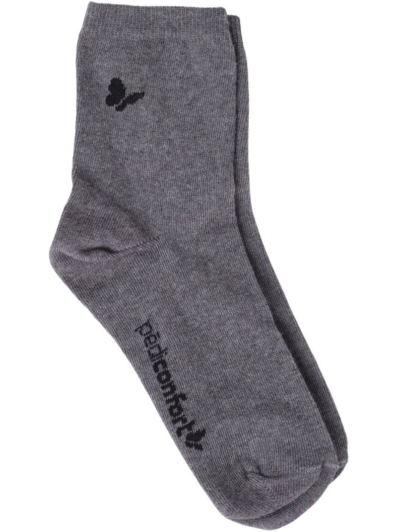 Lot de 3 paires de chaussettes courtes - PEDICONFORT Blanc Gris Noir - Kiabi