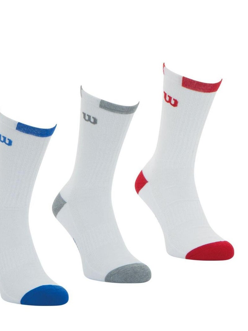 Lot de 3 paires de chaussettes Crew Homme Wilson Blanc - Kiabi