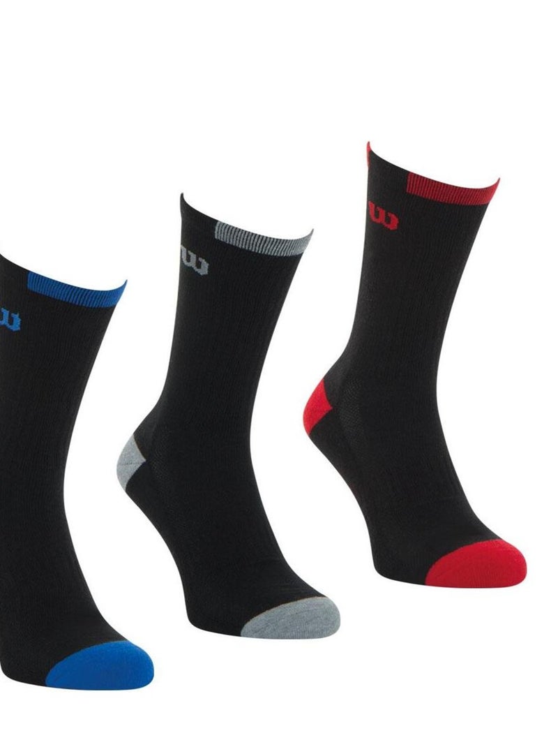 Lot de 3 paires de chaussettes Crew Homme Wilson Noir - Kiabi
