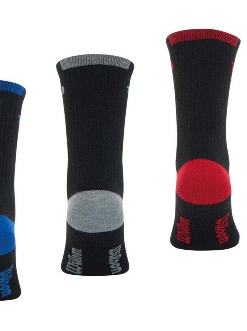 Lot de 3 paires de chaussettes Crew Homme Wilson Noir - Kiabi