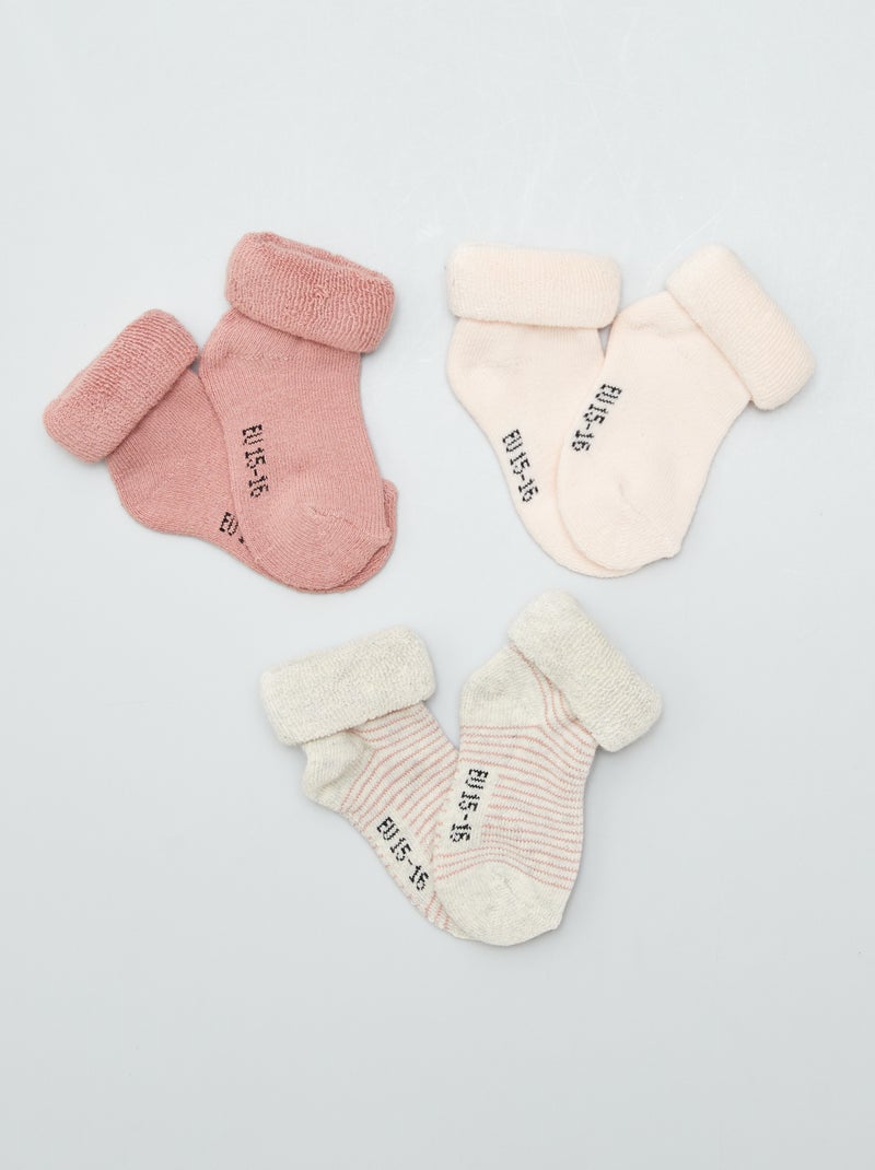 Lot de 3 paires de chaussettes de naissance Rose - Kiabi
