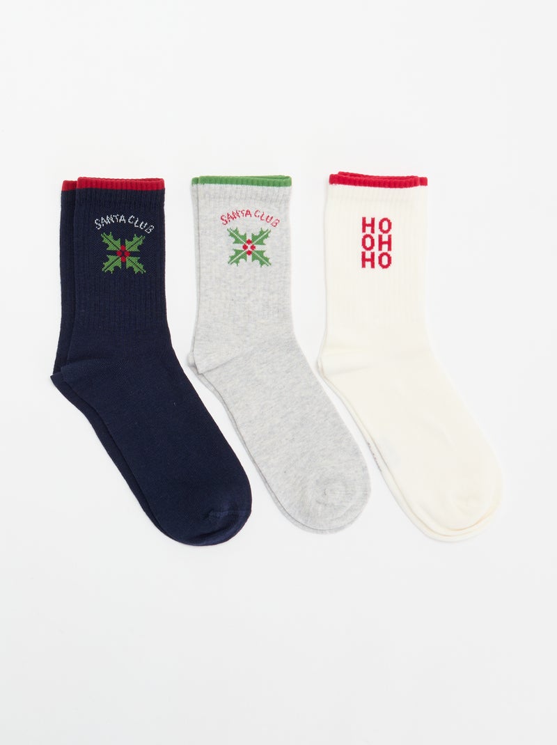 Lot de 3 paires de chaussettes de Noël Gris - Kiabi