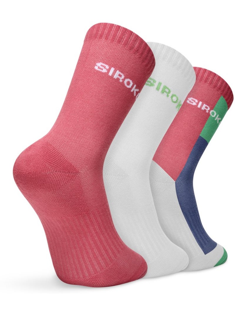 Lot de 3 paires de chaussettes de padel mi-mollet padel homme et femme vira erit Multicolore - Kiabi