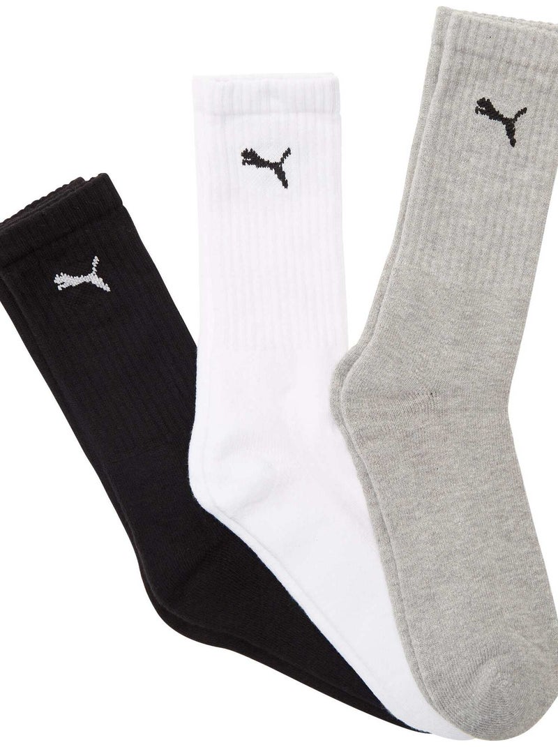 Lot de 3 paires de chaussettes de sport 'Puma' blanc/noir/gris - Kiabi