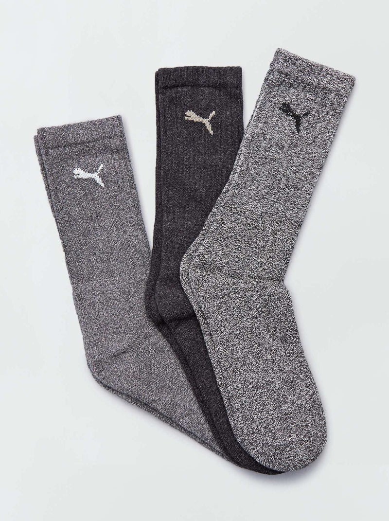 Lot de 3 paires de chaussettes de sport 'Puma' gris anth - Kiabi