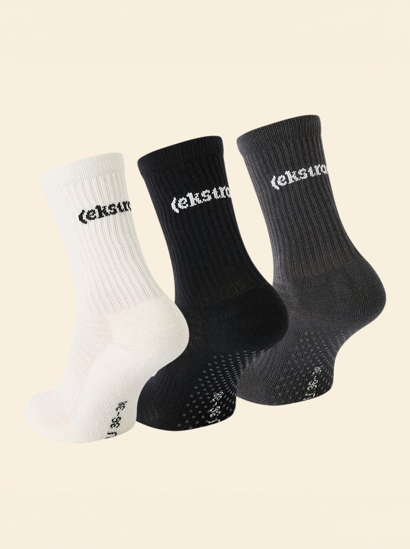 Lot de 3 paires de chaussettes (ekstract) anti-dérapantes en coton Noir - Kiabi