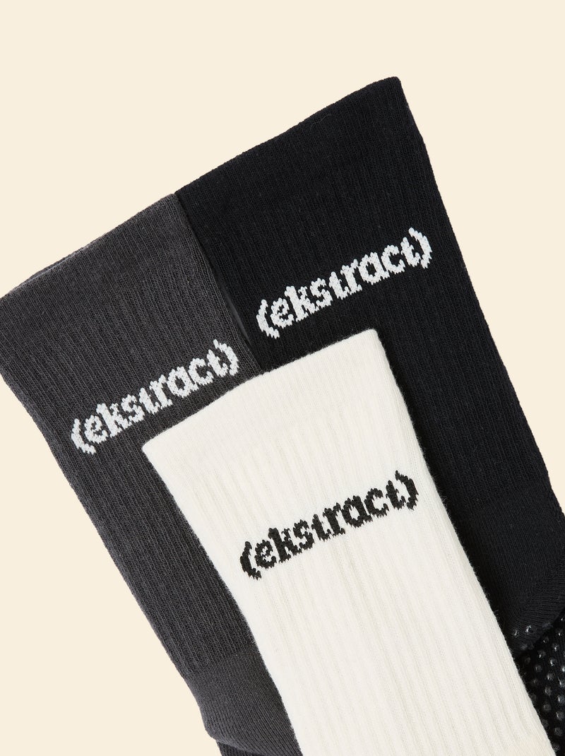 Lot de 3 paires de chaussettes (ekstract) anti-dérapantes en coton Noir - Kiabi