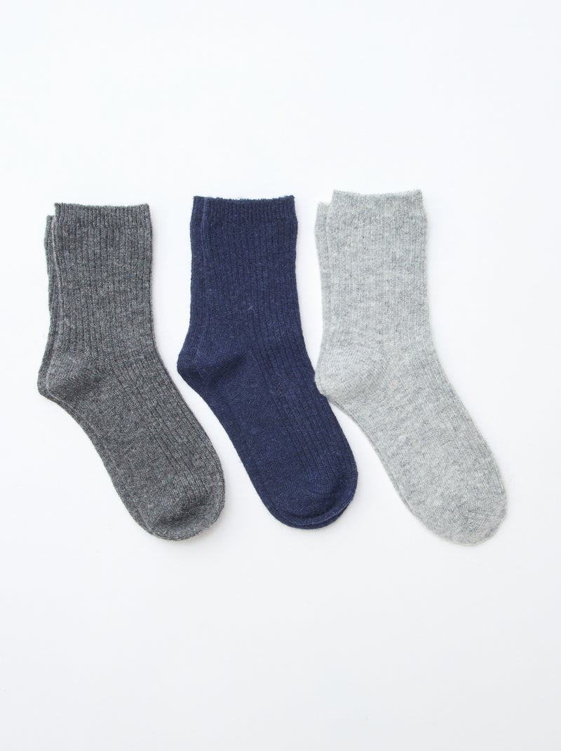 Lot de 3 paires de chaussettes en coton Gris - Kiabi
