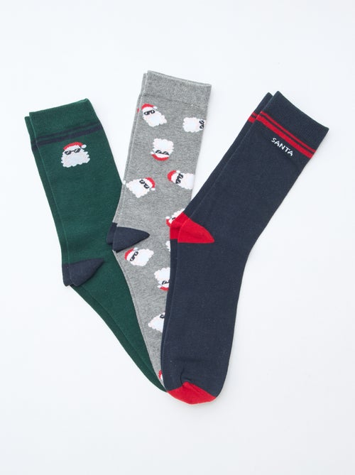 Lot de 3 paires de chaussettes en jersey coton Noël - Kiabi