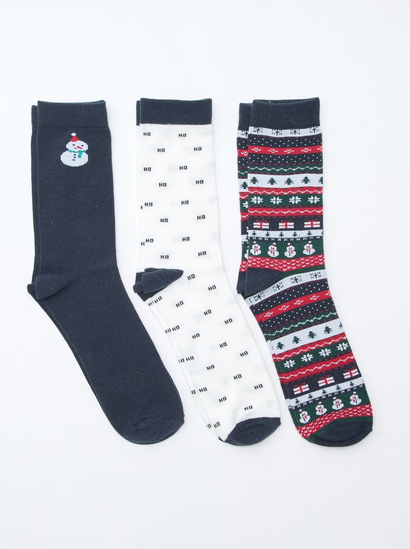 Lot de 3 paires de chaussettes en jersey coton Noël Rouge - Kiabi