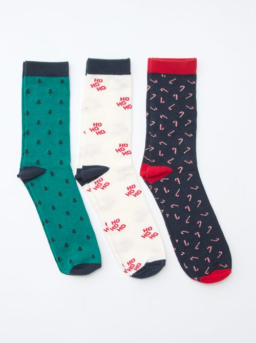 Lot de 3 paires de chaussettes en jersey coton Noël - Kiabi