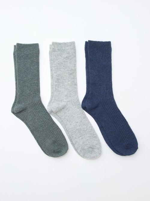 Lot de 3 paires de chaussettes en laine chaude - Kiabi