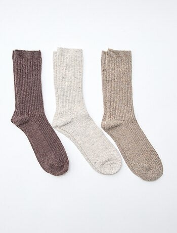 Lot de 3 paires de chaussettes en laine chaude